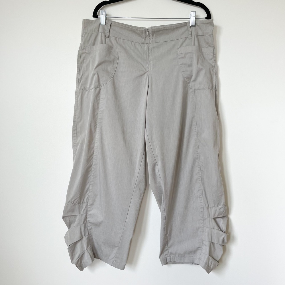 Porto Cropped Lantern Pants Pockets Pleated Gray Womens 12